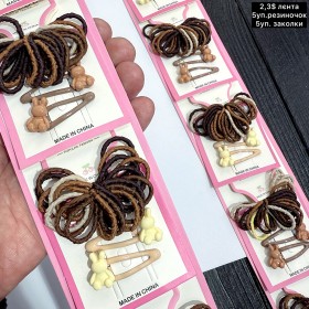 Дитячі набори 0047 «резиночка+заколки» (ціна за 10уп.)